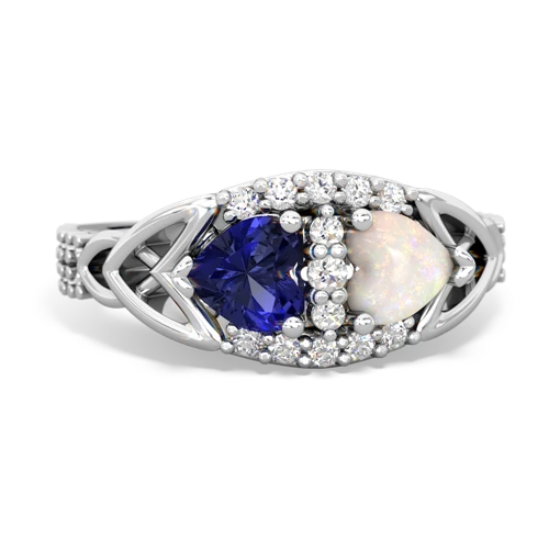 lab sapphire-opal keepsake engagement ring