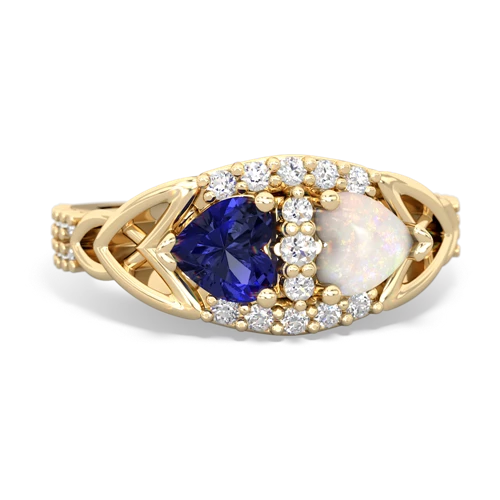 lab sapphire-opal keepsake engagement ring