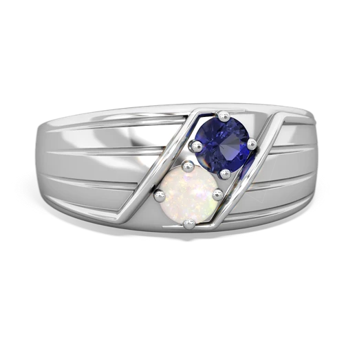 Lab Sapphire Lab Created Sapphire with Genuine Opal Art Deco Men's ring Ring