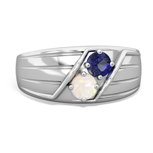 lab sapphire-opal mens ring