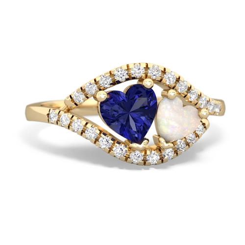 Lab Sapphire Lab Created Sapphire with Genuine Opal Mother and Child ring Ring