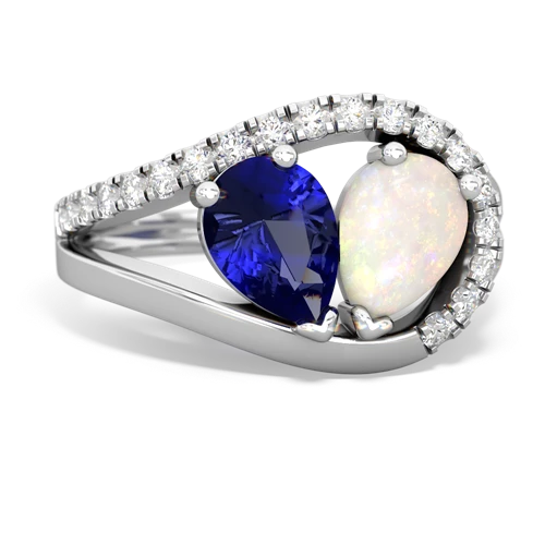 Lab Sapphire Lab Created Sapphire with Genuine Opal Nestled Heart Keepsake ring Ring