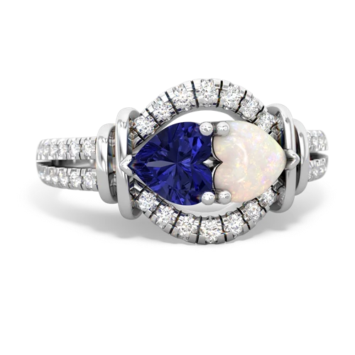 lab sapphire-opal pave keepsake ring