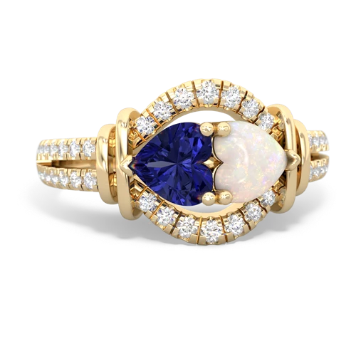 lab sapphire-opal pave keepsake ring