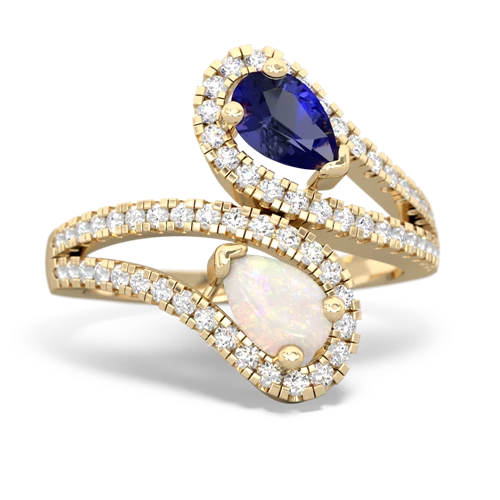 lab sapphire-opal pave swirls ring