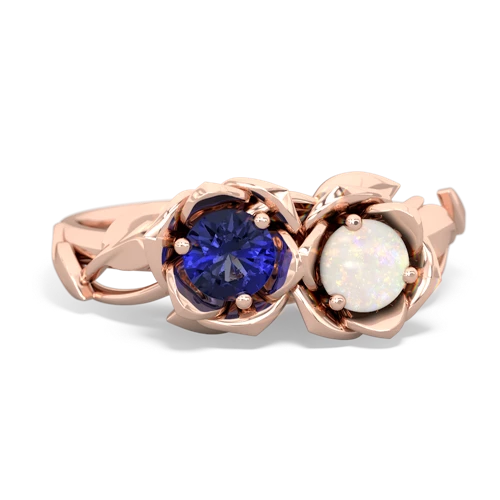 Lab Sapphire Lab Created Sapphire with Genuine Opal Rose Garden ring Ring