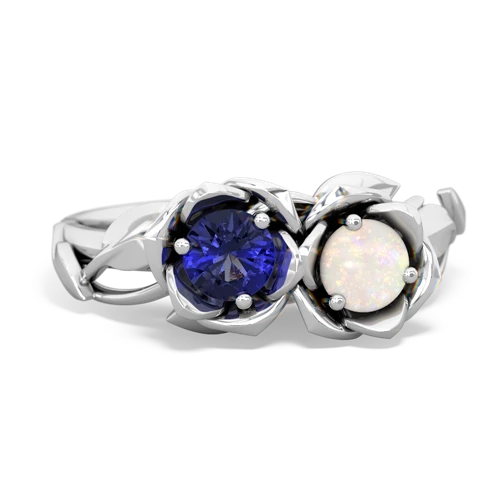 Lab Sapphire Lab Created Sapphire with Genuine Opal Rose Garden ring Ring