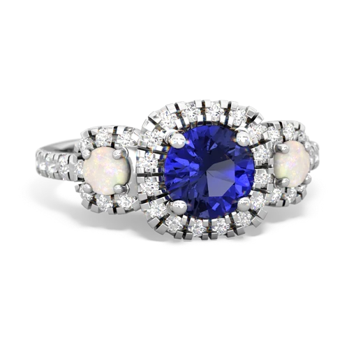 Lab Sapphire Lab Created Sapphire with Genuine Opal and  Regal Halo ring Ring