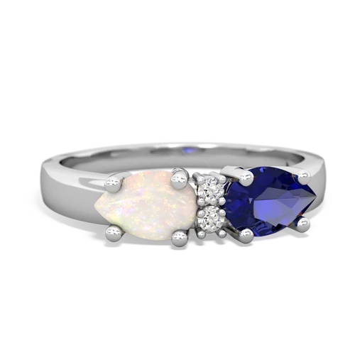 Lab Sapphire Lab Created Sapphire with Genuine Opal Pear Bowtie ring Ring