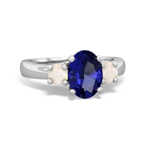 Lab Sapphire Lab Created Sapphire with Genuine Opal Three Stone Trellis ring Ring