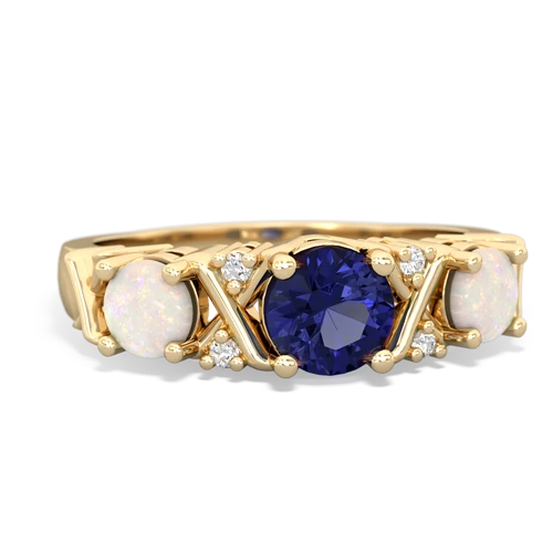 Lab Sapphire Lab Created Sapphire with Genuine Opal and  Hugs and Kisses ring Ring
