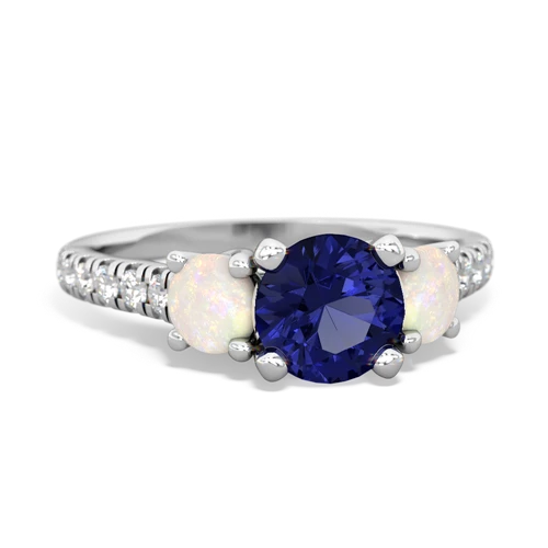 Lab Sapphire Lab Created Sapphire with Genuine Opal and  Pave Trellis ring Ring