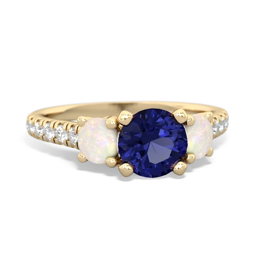 Lab Sapphire Lab Created Sapphire with Genuine Opal and Genuine Ruby Pave Trellis ring Ring