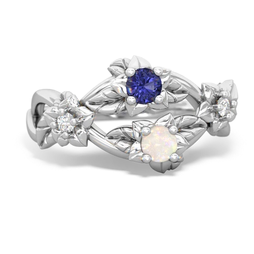 Lab Sapphire Lab Created Sapphire with Genuine Opal Sparkling Bouquet ring Ring