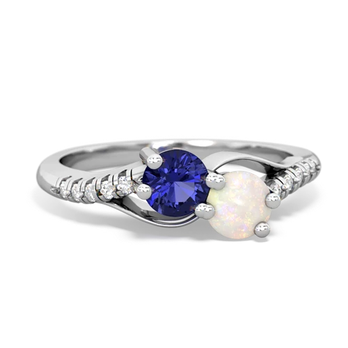 Lab Sapphire Lab Created Sapphire with Genuine Opal Two Stone Infinity ring Ring