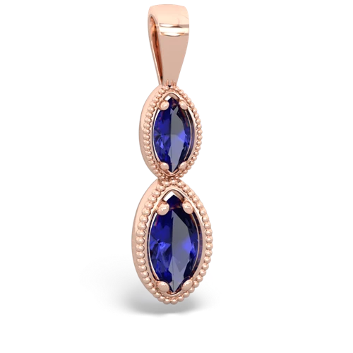 lab sapphire antique milgrain pendant