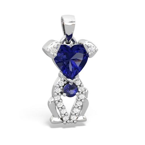 lab sapphire birthstone puppy pendant