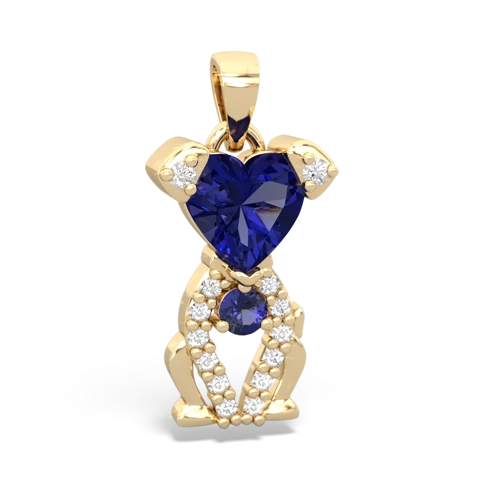 lab sapphire birthstone puppy pendant