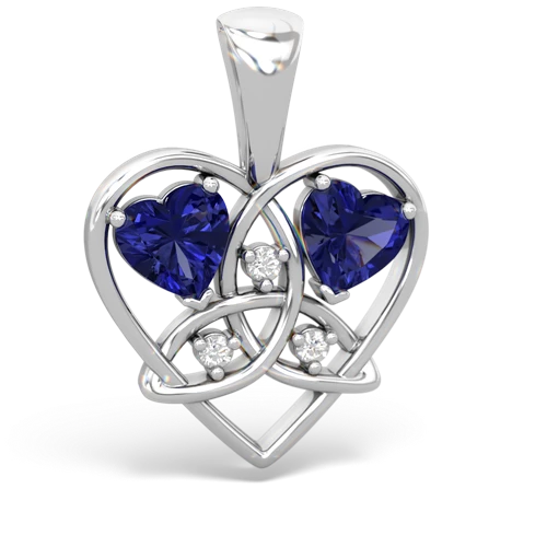 Lab Sapphire Celtic Trinity Heart Lab Created Sapphire pendant Pendant