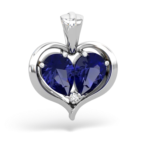 lab sapphire half heart whole pendant