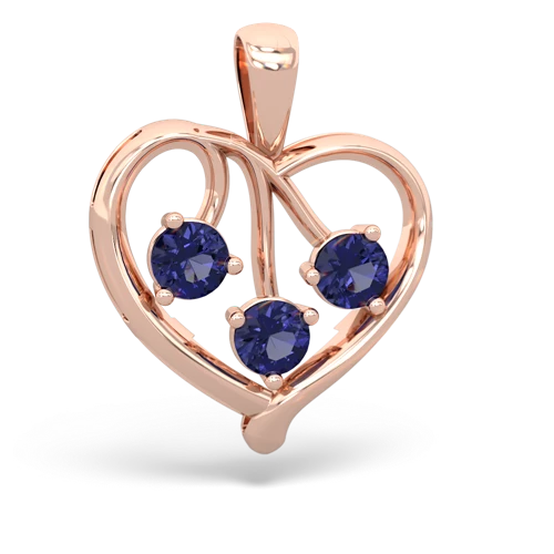 Lab Sapphire Lab Created Sapphire with  and  Glowing Heart pendant Pendant