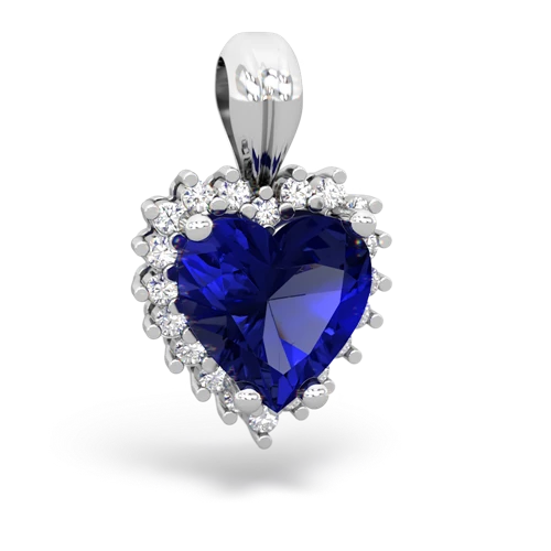 Lab Sapphire Halo Heart Lab Created Sapphire pendant Pendant