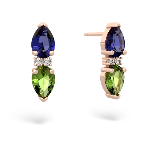 lab sapphire-peridot bowtie earrings