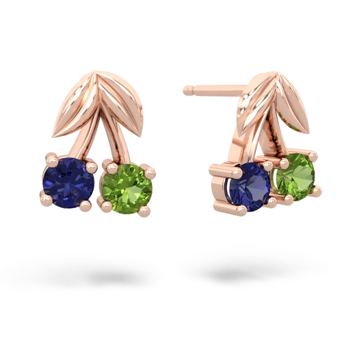 lab sapphire-peridot cherries earrings