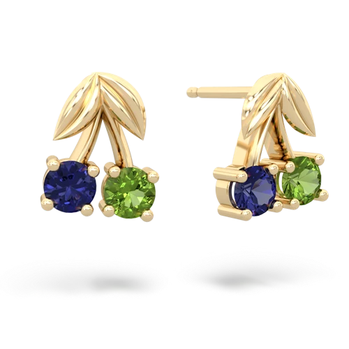 lab sapphire-peridot cherries earrings