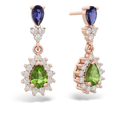 lab sapphire-peridot dangle earrings