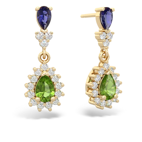 lab sapphire-peridot dangle earrings