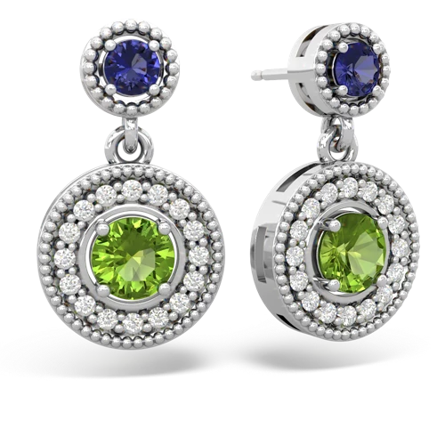 Lab Sapphire Lab Created Sapphire with Genuine Peridot Halo Dangle earrings Earrings