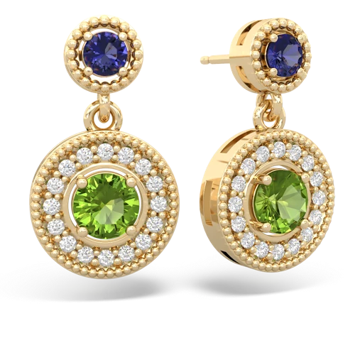 Lab Sapphire Lab Created Sapphire with Genuine Peridot Halo Dangle earrings Earrings