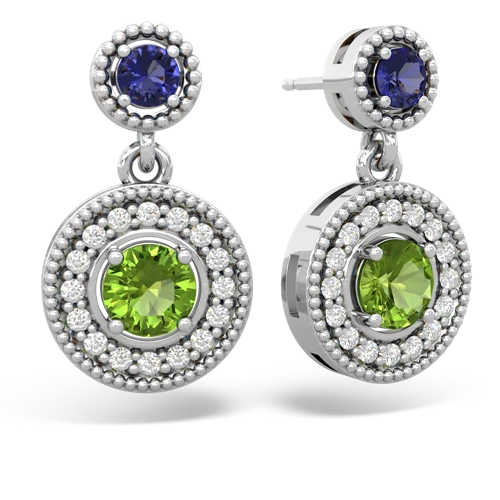 lab sapphire-peridot halo earrings