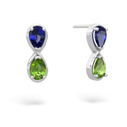 lab sapphire-peridot infinity earrings