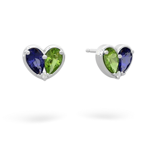 lab sapphire-peridot one heart earrings
