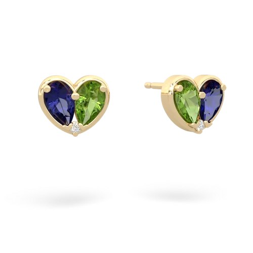 lab sapphire-peridot one heart earrings