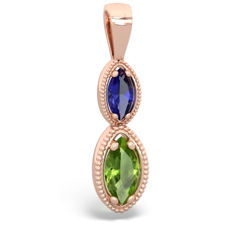 Lab Created Sapphire with Genuine Peridot Antique-style Halo pendant