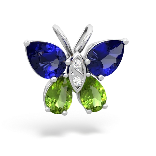 lab sapphire-peridot butterfly pendant