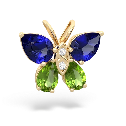 lab sapphire-peridot butterfly pendant