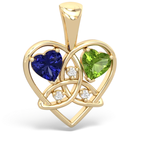 Lab Sapphire Lab Created Sapphire with Genuine Peridot Celtic Trinity Heart pendant Pendant