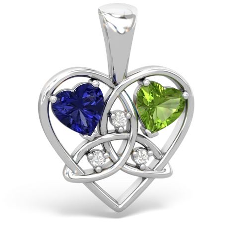 lab sapphire-peridot celtic heart pendant