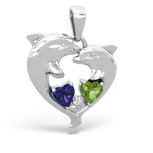 Lab Sapphire Lab Created Sapphire with Genuine Peridot Dolphin Heart pendant Pendant