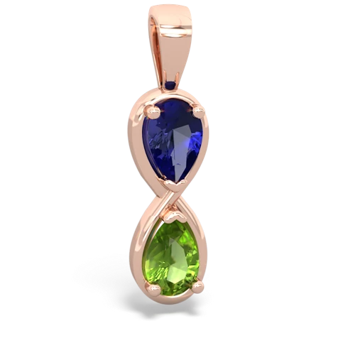 Lab Created Sapphire with Genuine Peridot Infinity pendant