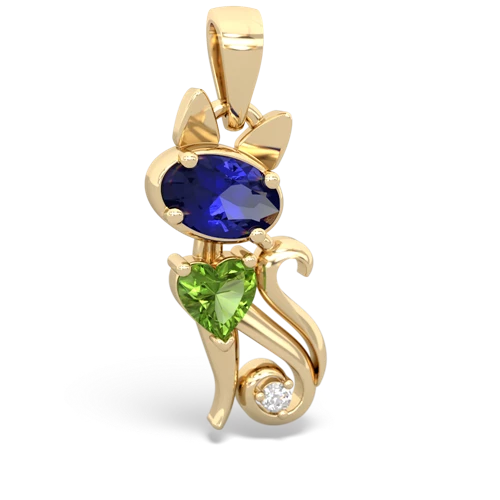 Lab Sapphire Lab Created Sapphire with Genuine Peridot Kitten pendant Pendant