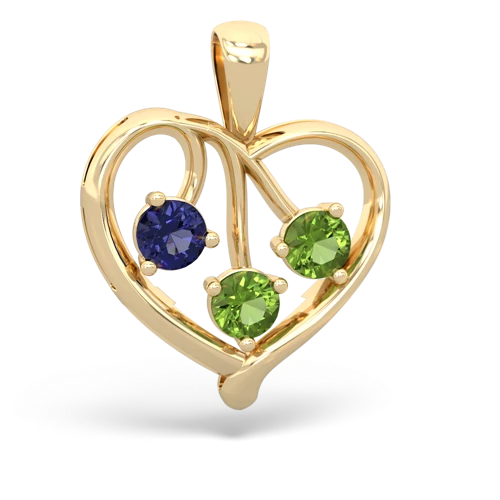 Lab Sapphire Lab Created Sapphire with Genuine Peridot and  Glowing Heart pendant Pendant