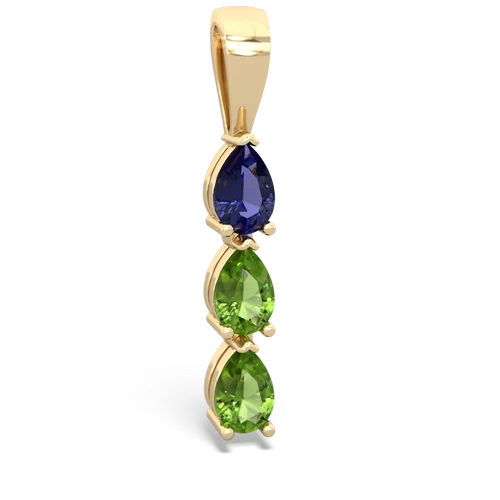 Lab Sapphire Lab Created Sapphire with Genuine Peridot and Genuine Garnet Three Stone pendant Pendant