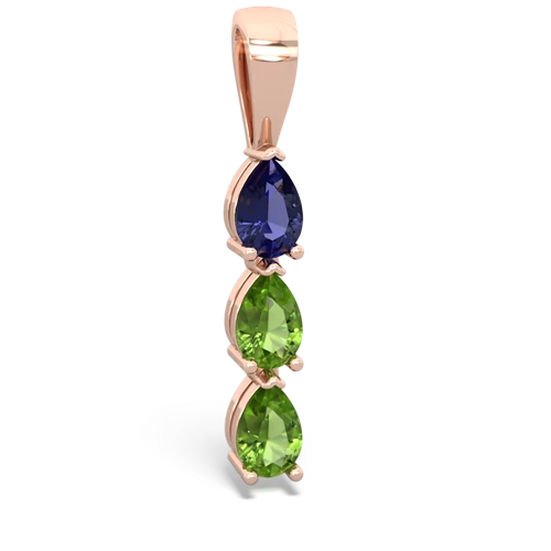 lab sapphire-peridot three stone pendant