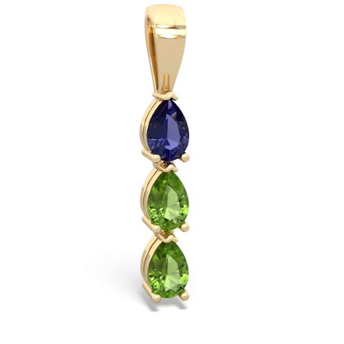 lab sapphire-peridot three stone pendant