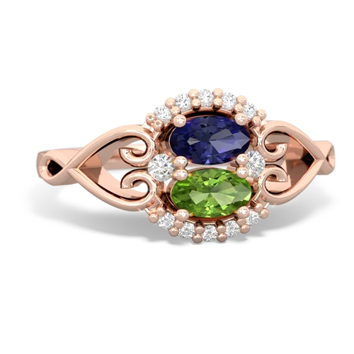 Lab Created Sapphire with Genuine Peridot Love Nest ring